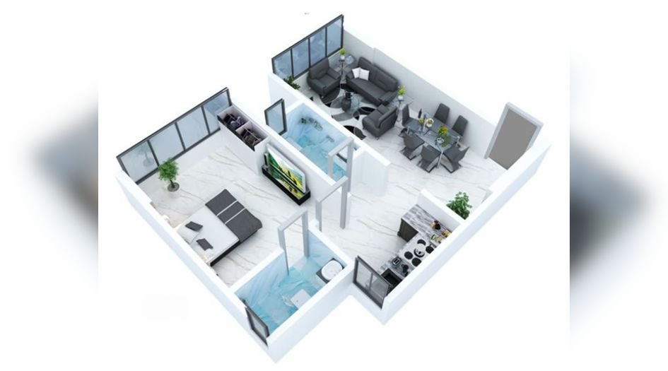 Mass-Mondeal-FLoor-Plan-1 BHK- 495 Sqft